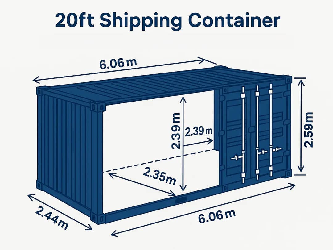 20ft shipping container dimensions